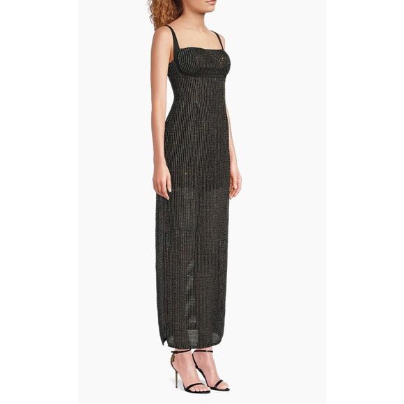 Liv Foster Black Sequined Bouclé Sleeveless Gown - Picture 6 of 15